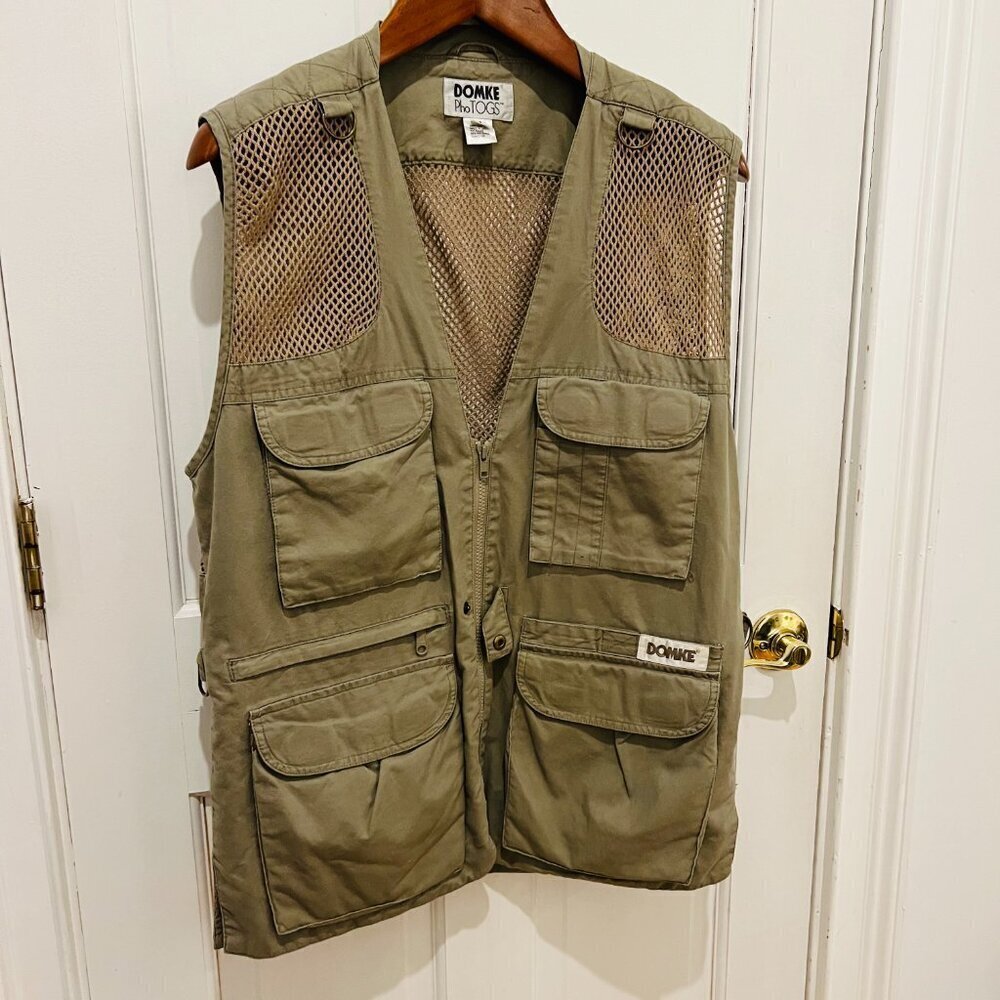 Domke PhoTOGS Utility Photo Vest Medium Khaki Mesh 13 Pockets Professional Zip - Picture 11 of 16